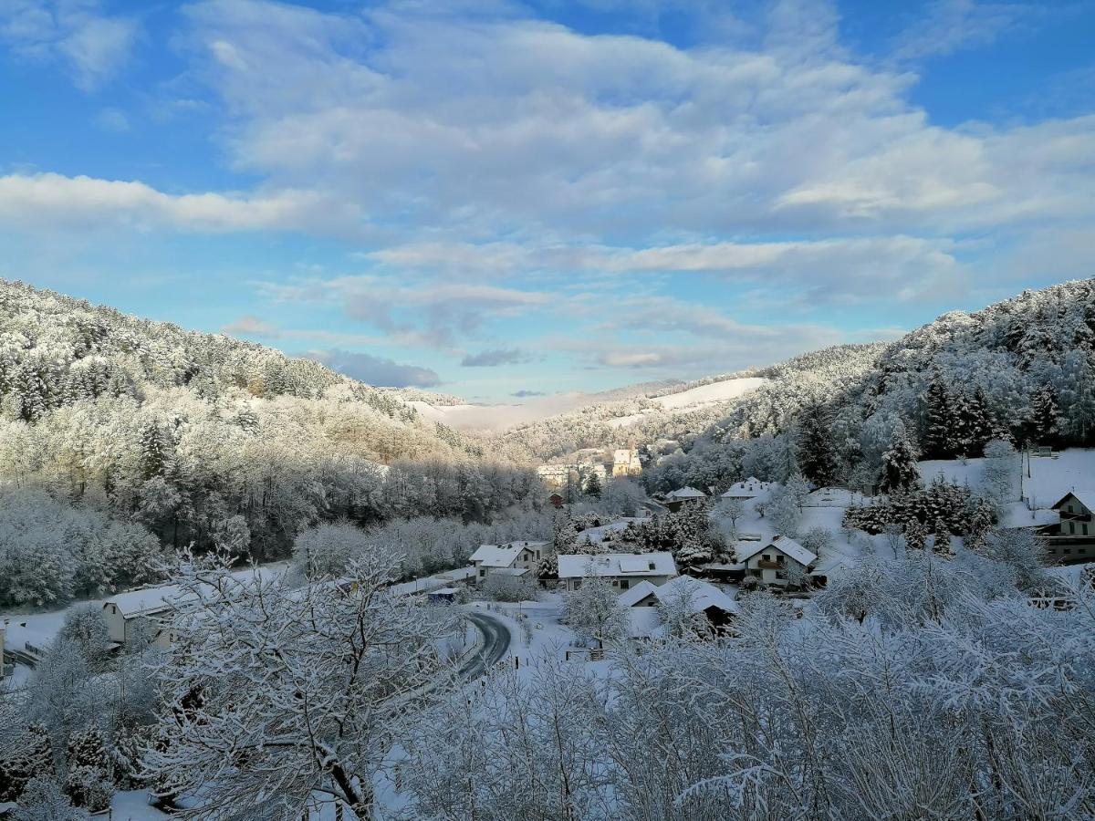 Das Paradieschen Edlitz - Stilvolles Blockhaus Mit Kamin Buitenkant foto